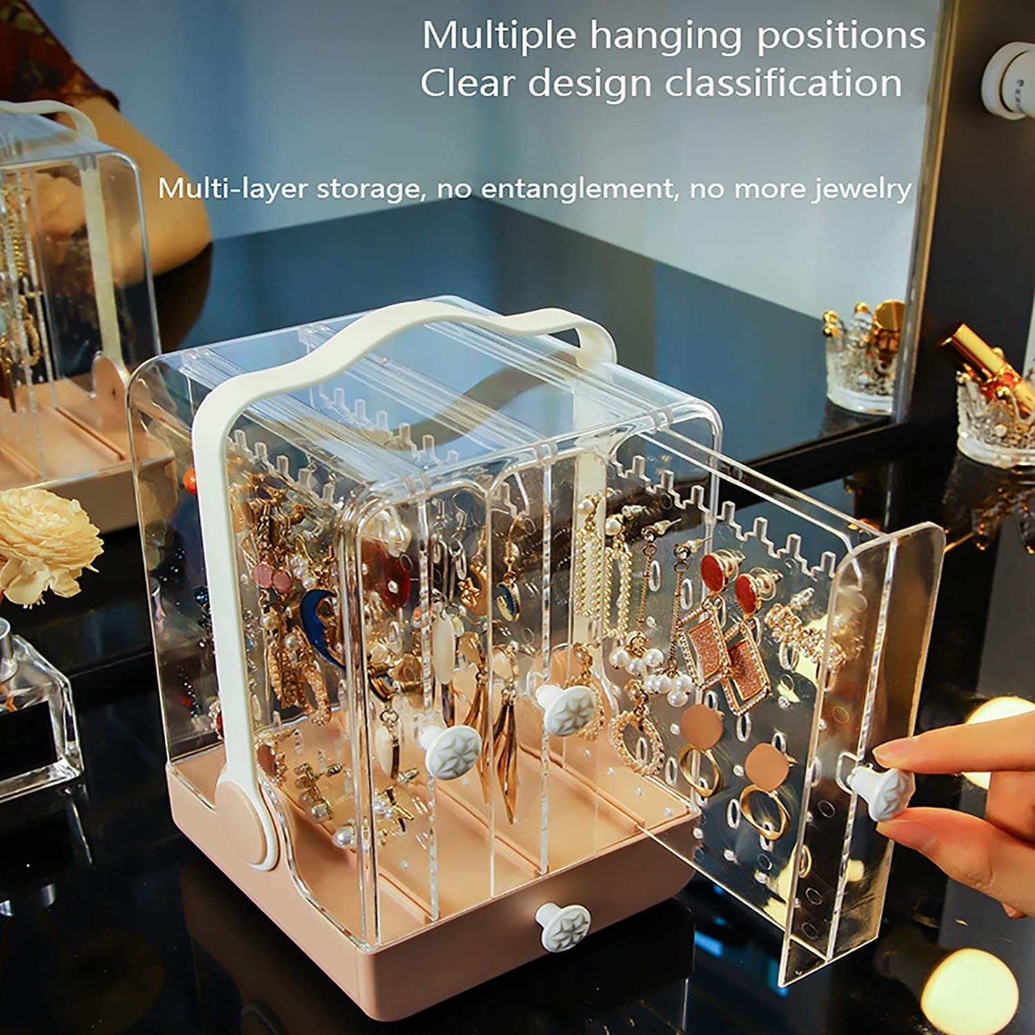 Portable Jewelry Storage Box, Acrylic Earrings Display Stand, Transparent Jewelry Holder Portable Jewelry Storage Box, Acrylic Earrings Display Stand, Transparent Jewelry Holder